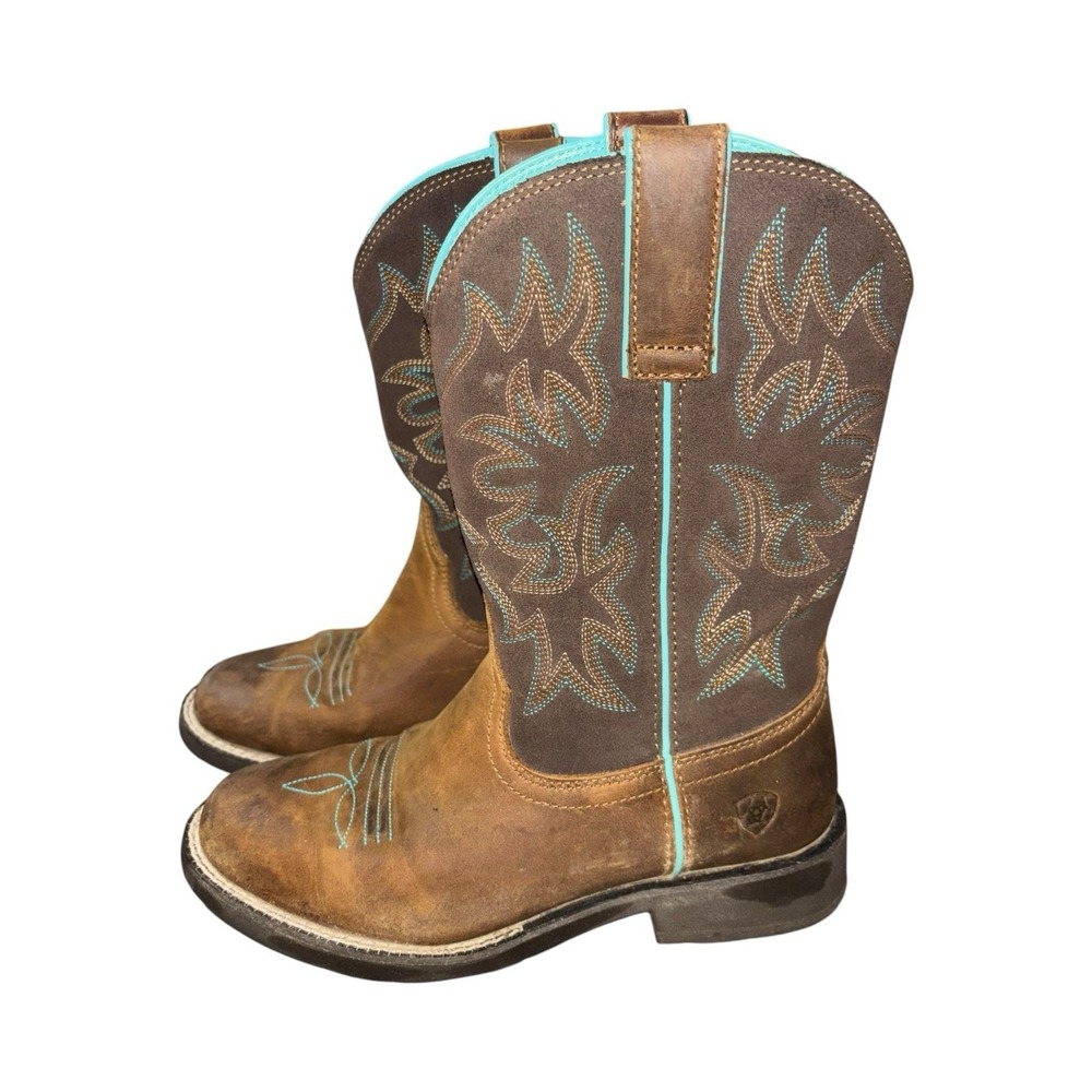 Ariat Delilah Women's 7B Western Boots Distressed Brown Turquoise 10021457 Rodeo
